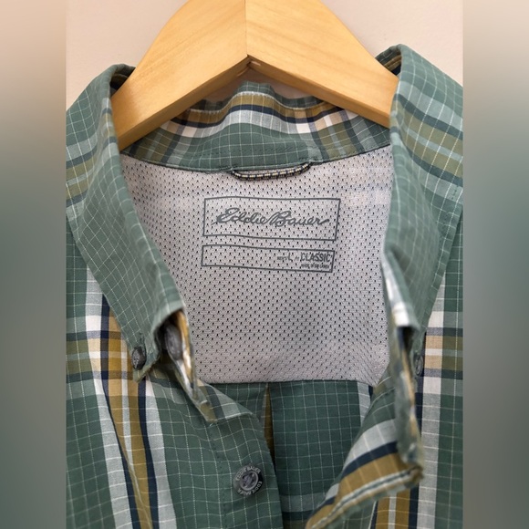 Eddie Bauer Men's Classic Fit Plaid Flannel Shirt Long Sleeve- Side L - Picture 7 of 8